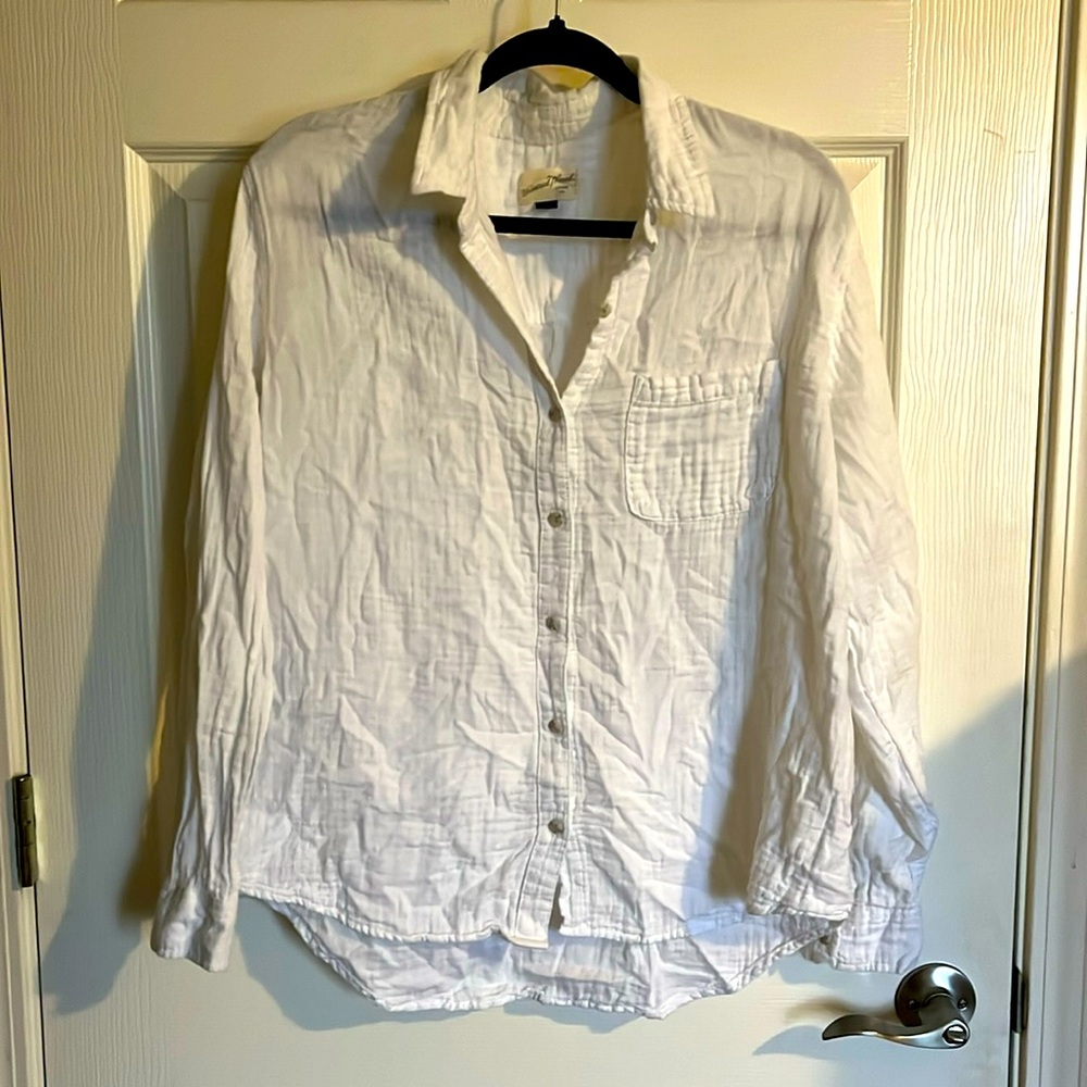 Universal thread gauzy long sleeve blouse size L
